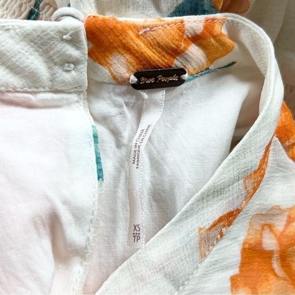 NWT FREE PEOPLE Floral Chiffon Puff Long Sleeve Smock Cuff Lace Up Side Dress XS - Picture 8 of 9